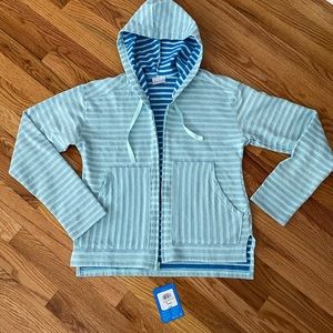COLUMBIA Light Blue Stripe Full Zip Hoodie J7